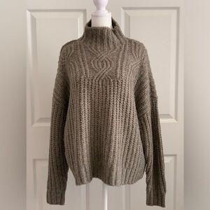 AERIE Cocoa/Taupe Colored Knitted Mock Turtleneck Long-Sleeve Sweater